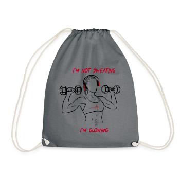 Shiny fitness girl with dumbbells - Drawstring Bag - grey - Front
