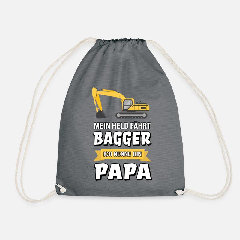 Bagger Baggerfahrer Bauarbeiter Papa Geschenk - Turnbeutel - Grau