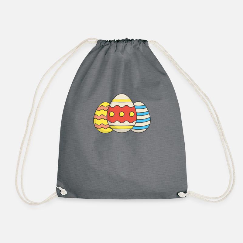 colorful easter eggs - Drawstring Bag - grey