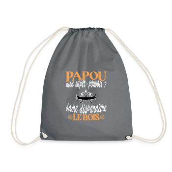 Papou bûcheron amateur de bois t-shirt humour - Sac de sport léger - gris - Devant