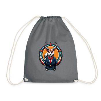 Ninja cat in costume - Drawstring Bag - grey - Front