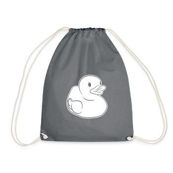 Rubber Duck – Funny Rubber Duck for Bathtub - Drawstring Bag - grey - Front