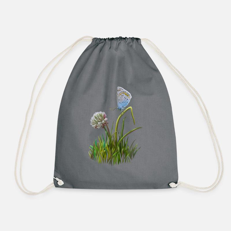 Schmetterling und Klee - Turnbeutel - Grau
