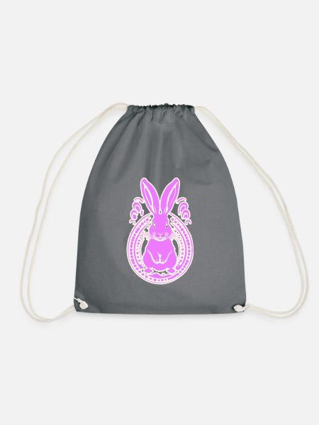 pink pinker Osterhase Hase - Turnbeutel - Grau