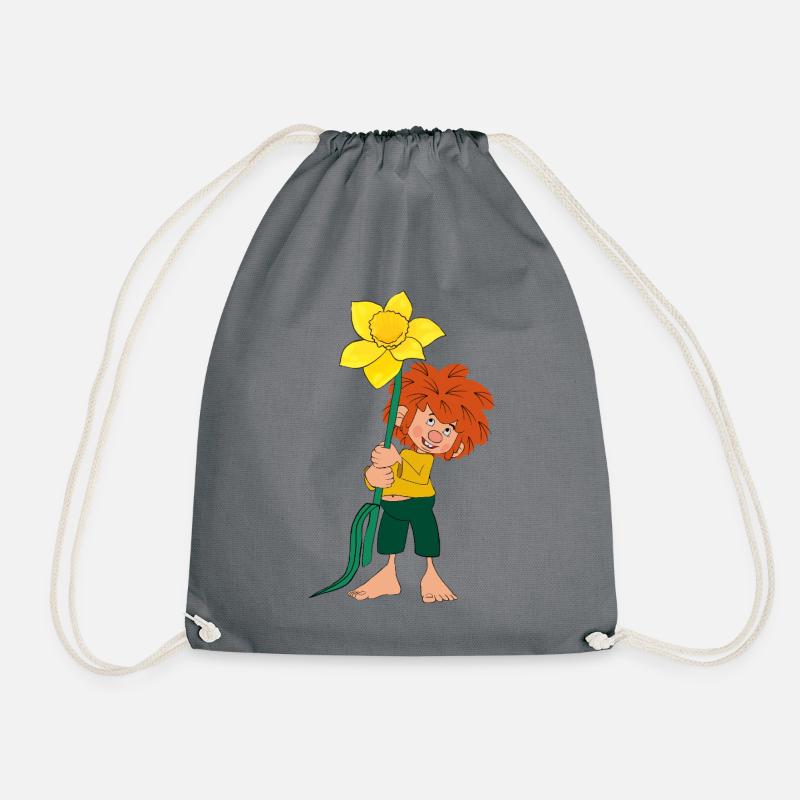 Pumuckl Design Mit Gelber Blume - Turnbeutel - Grau