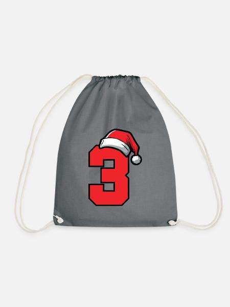 3 Zahl Weihnachten - Turnbeutel - Grau