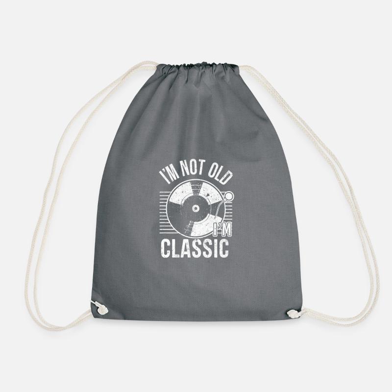 I ́m not old I ́m classic vinyl record design - Drawstring Bag - grey