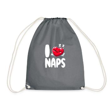 I love naps. Funny design with a sleeping heart - Drawstring Bag - grey - Front