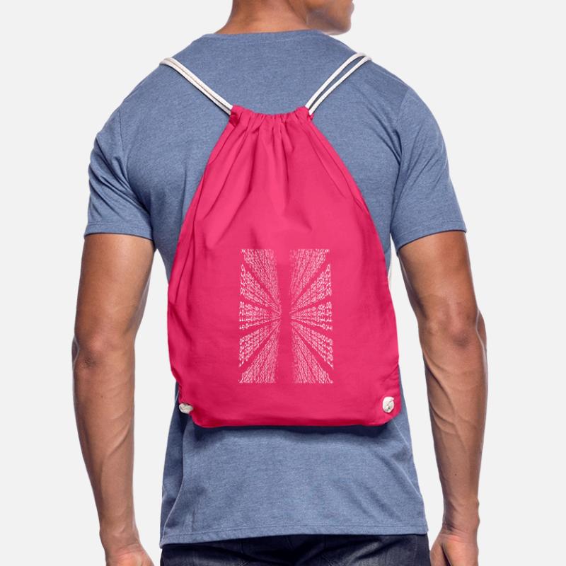 Vertical binary code Drawstring Bag