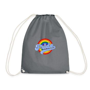 LGBT Gay Pride Retro Regenbogen Shirt - Turnbeutel - Grau - Vorne