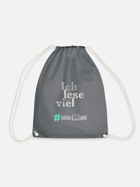 Ich lese viel - bibliophil. - Turnbeutel - Grau