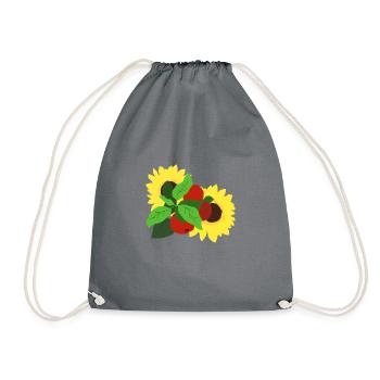 Äpfel und Sonnenblumen - Turnbeutel - Grau - Vorne