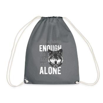 wolf - Drawstring Bag - grey - Front