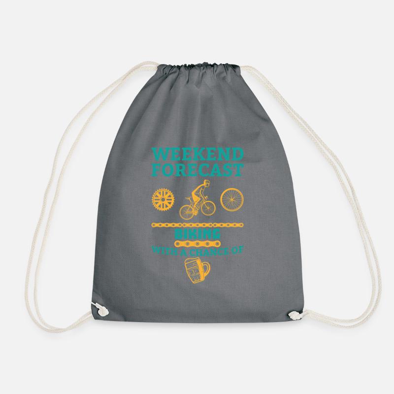 Weekend forecast biking gift cyclist sport - Drawstring Bag - grey