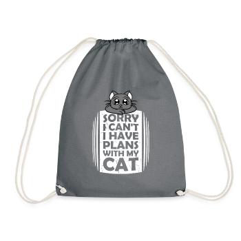 Désolé, je ne peux pas, j’ai des plans avec ma blague de chat en disant - Sac de sport léger - gris - Devant