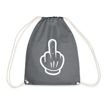Mittelfinger Comic Hand - Turnbeutel - Grau - Vorne