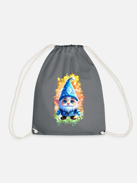 Blauer Winterwichtel mit SplashArt Hintergrund - Turnbeutel - Grau
