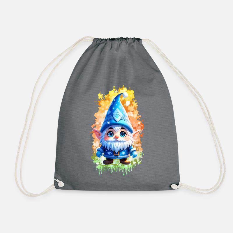 Blauer Winterwichtel mit SplashArt Hintergrund - Turnbeutel - Grau