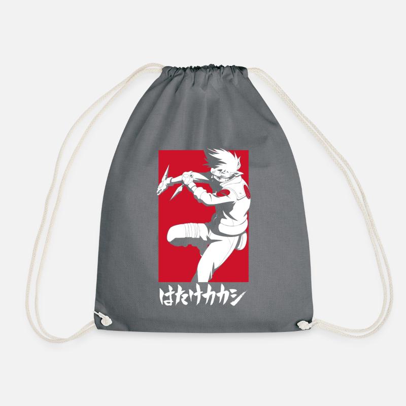 Naruto Shippuden Cooles Design Mit Kakashi - Turnbeutel - Grau
