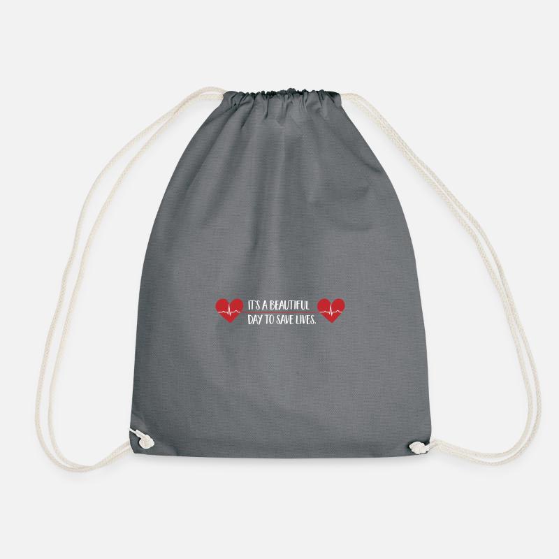 beautiful day to save lives - Drawstring Bag - grey