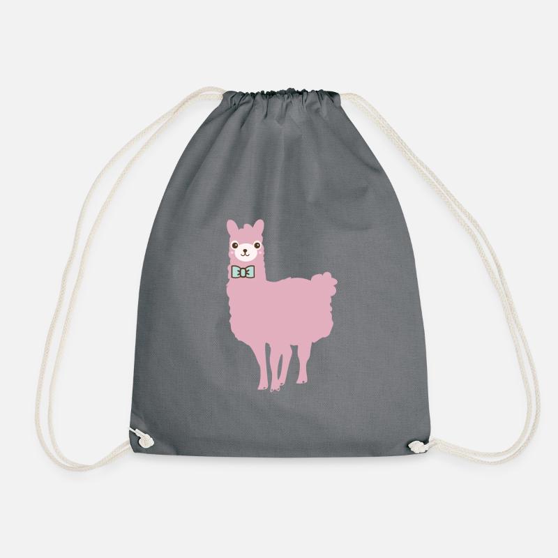 Lama pink mit Fliege - Turnbeutel - Grau