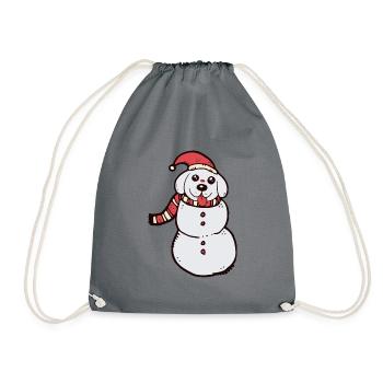Christmas Dog Snowman - Turnbeutel - Grau - Vorne