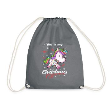 Einhorn Pyjama Weihnachten Schlafen - Turnbeutel - Grau - Vorne