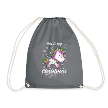 Einhorn Pyjama Weihnachten Schlafen - Turnbeutel - Grau - Vorne
