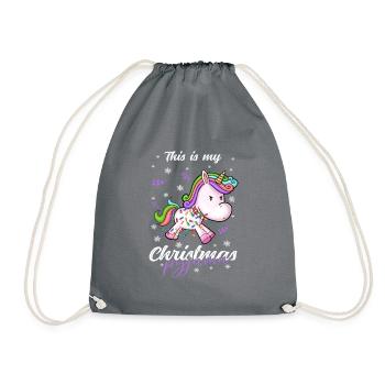 Einhorn Pyjama Weihnachten Schlafen - Turnbeutel - Grau - Vorne