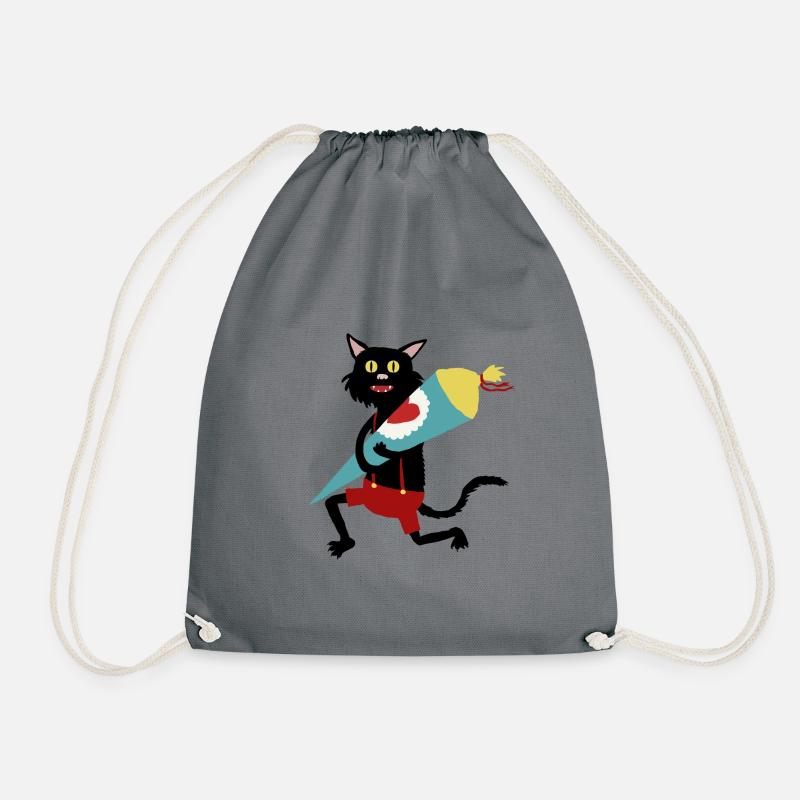 Katze_Schultüte - Turnbeutel - Grau