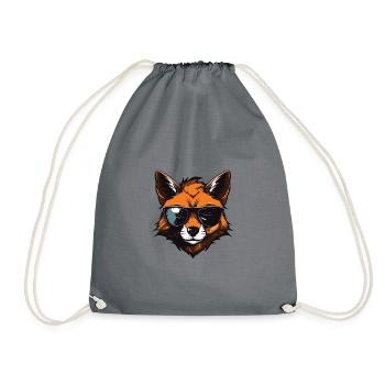 Fox Hipster Cool Party - Drawstring Bag - grey - Front