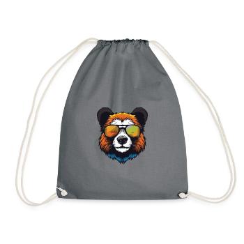 Panda Hipster Cool Party - Drawstring Bag - grey - Front