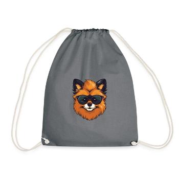 Pomeranian Dog Pomeranian Cool - Drawstring Bag - grey - Front