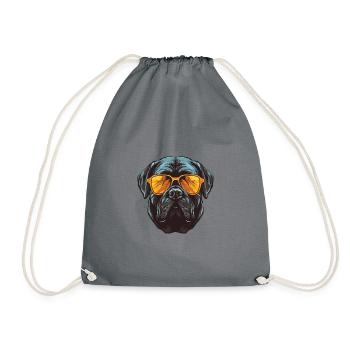 Mastiff Hund Hipster Cool Party - Turnbeutel - Grau - Vorne