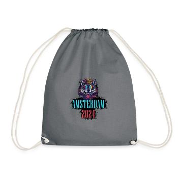 Amsterdam 2024 Vacation Wolf - Drawstring Bag - grey - Front