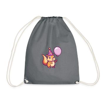 Squirrel Birthday Baby - Drawstring Bag - grey - Front