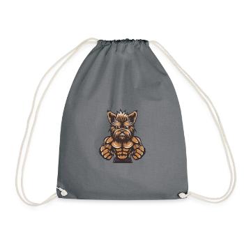 Yorkshire Terrier Dog Muscles Fitness - Drawstring Bag - grey - Front