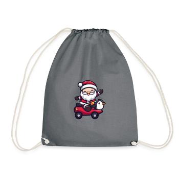 Penguin Santa Claus - Drawstring Bag - grey - Front
