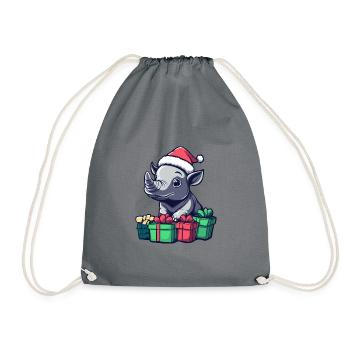Nashorn Weihnachten Geschenke - Turnbeutel - Grau - Vorne