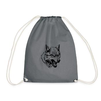 Wolf Portrait - Drawstring Bag - grey - Front