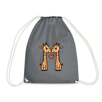 Girafe Couple Saint-Valentin - Sac de sport léger - gris - Devant