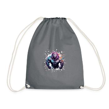 Lion Muscles Bodybuilding Gym - Drawstring Bag - grey - Front
