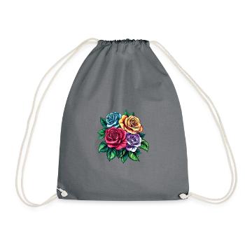 Rosen Bunt Blumen - Turnbeutel - Grau - Vorne