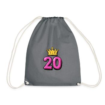 20 Zahl Krone - Turnbeutel - Grau - Vorne