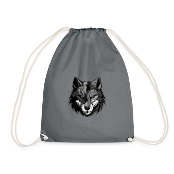 Wolf Kopf - Turnbeutel - Grau - Vorne