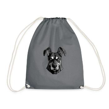 Doberman Dog Head - Drawstring Bag - grey - Front
