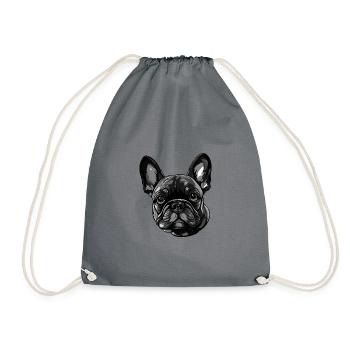Bouledogue Français Tête de Chien - Sac de sport léger - gris - Devant