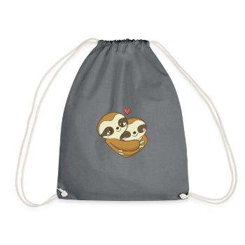 Cadeau de chemise de Saint Valentin de coeur de paresse de câlin - Sac de sport léger - gris - Devant