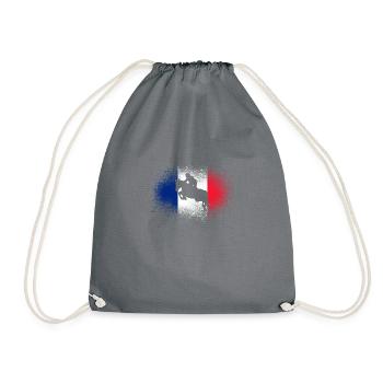 Spring Frankreich Reiter Geschenk Pferde Flagge - Turnbeutel - Grau - Vorne