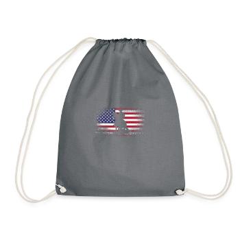Western riding USA rider gift horses flag - Drawstring Bag - grey - Front